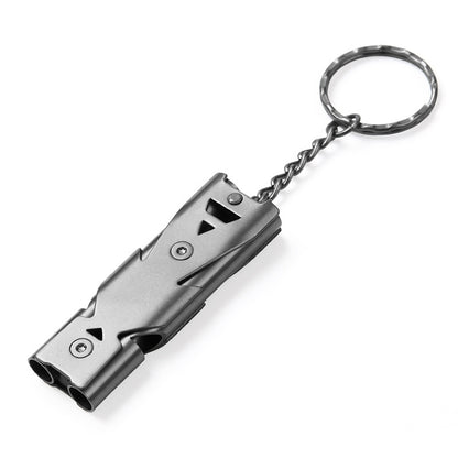 Aotu AT6637 Stainless Steel Outdoor Double Tube Survival Safety Whistle, Random Color Delivery, Random Color Delivery