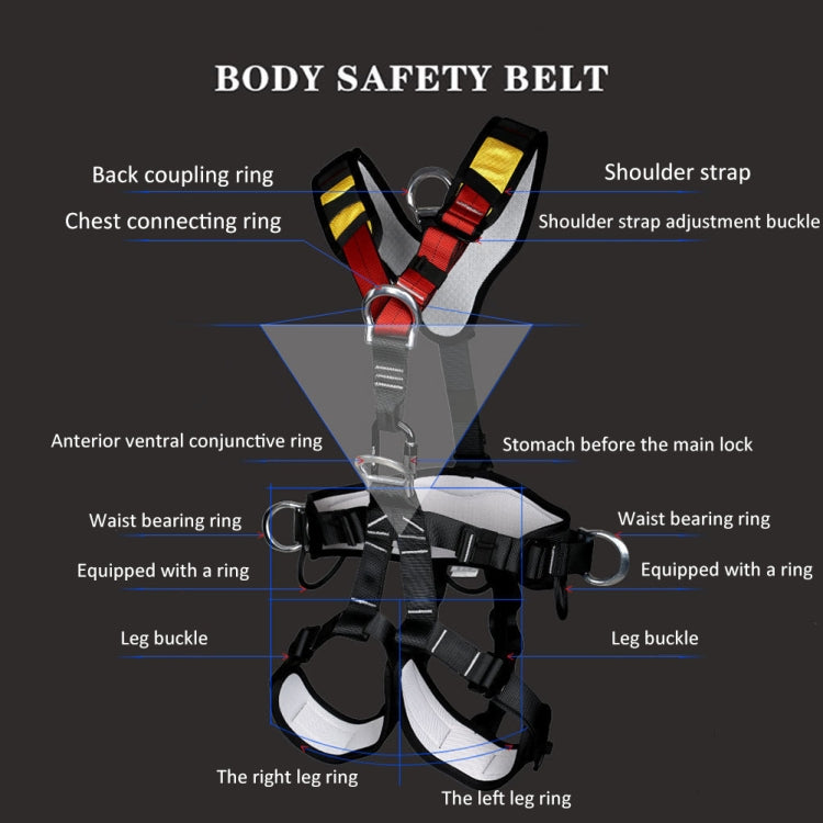 XINDA XDA9516 Outdoor Rock Climbing Polyester High-strength Wire Adjustable Downhill Whole Body Safety Belt, Whole Body Safety Belt
