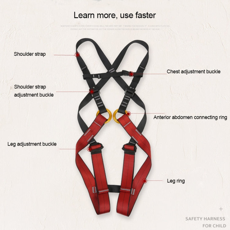 XINDA XDA9516 Outdoor Rock Climbing Polyester High-strength Wire Adjustable Downhill Whole Body Safety Belt Children Size: L, Size: L