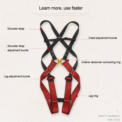 XINDA XDA9516 Outdoor Rock Climbing Polyester High-strength Wire Adjustable Downhill Whole Body Safety Belt Children Size: S, Size: S