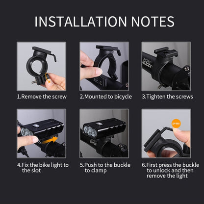 BX3 USB Charging Bicycle Light Front Handlebar Led Light (10 Hours, T6+A02 Lamp), 10 Hours, T6+A02 Lamp