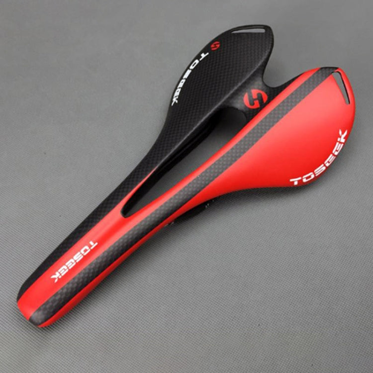 TOSEEK Road Bike Carbon Fiber Seat Bicycle Hollow Seat Saddle, 3K Texture + Extinction, Extinction(Red), Extinction(Yellow), Extinction(Orange)