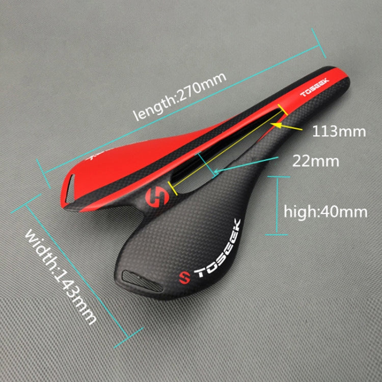 TOSEEK Road Bike Carbon Fiber Seat Bicycle Hollow Seat Saddle, 3K Texture + Extinction, Extinction(Red), Extinction(Yellow), Extinction(Orange)