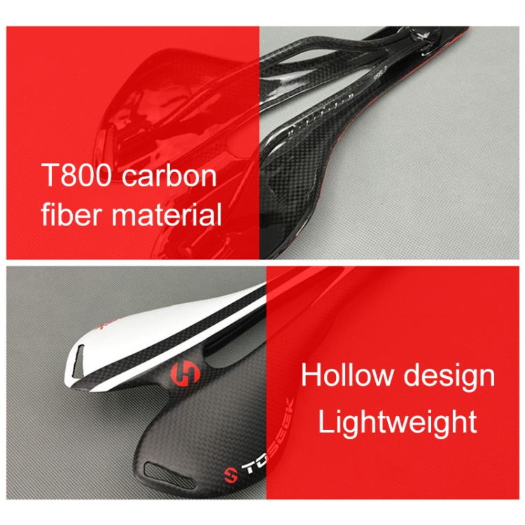 TOSEEK Road Bike Carbon Fiber Seat Bicycle Hollow Seat Saddle, 3K Texture + Extinction, Extinction(Red), Extinction(Yellow), Extinction(Orange)
