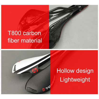TOSEEK Road Bike Carbon Fiber Seat Bicycle Hollow Seat Saddle, 3K Texture + Extinction, Extinction(Red), Extinction(Yellow), Extinction(Orange)