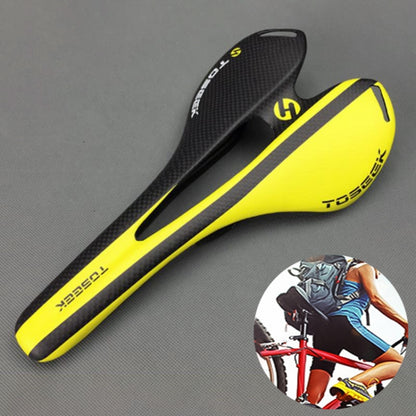 TOSEEK Road Bike Carbon Fiber Seat Bicycle Hollow Seat Saddle, 3K Texture + Extinction, Extinction(Red), Extinction(Yellow), Extinction(Orange)