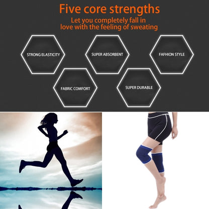 2 PC Sports Elastic Thermal Outdoors Basketball Knee Support Guards, Size: 22 x 14cm (Blue), Knee Size: 14x 22cm