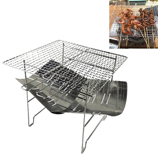 Outdoor Camp Portable Folding Stainless Steel Barbecue Charcoal Grill + Wire Mesh, Upgrade A