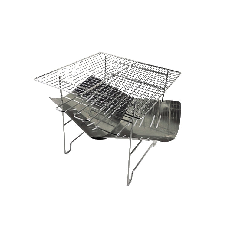 Outdoor Camp Portable Folding Stainless Steel Barbecue Charcoal Grill + Wire Mesh, Upgrade A