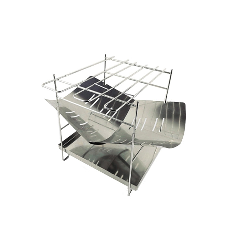 Outdoor Camp Portable Folding Stainless Steel Barbecue Charcoal Grill + Base Plate, Upgrade B