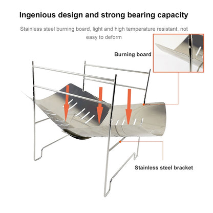 Outdoor Camp Portable Folding Stainless Steel Barbecue Charcoal Grill + Base Plate, Upgrade B