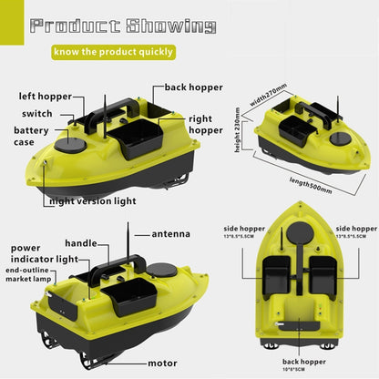 D18 Smart RC Three Hoppers Fishing Bait Boat 2kg Load 500m Remote Control, D18