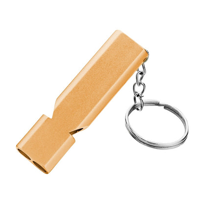 MNL-006 Aluminum Alloy Double Tube High Frequency Whistle Children Outdoor Survival Whistle with Key Ring, 10 PCS Black, 10 PCS Gold, 10 PCS Rose Gold, 10 PCS Silver