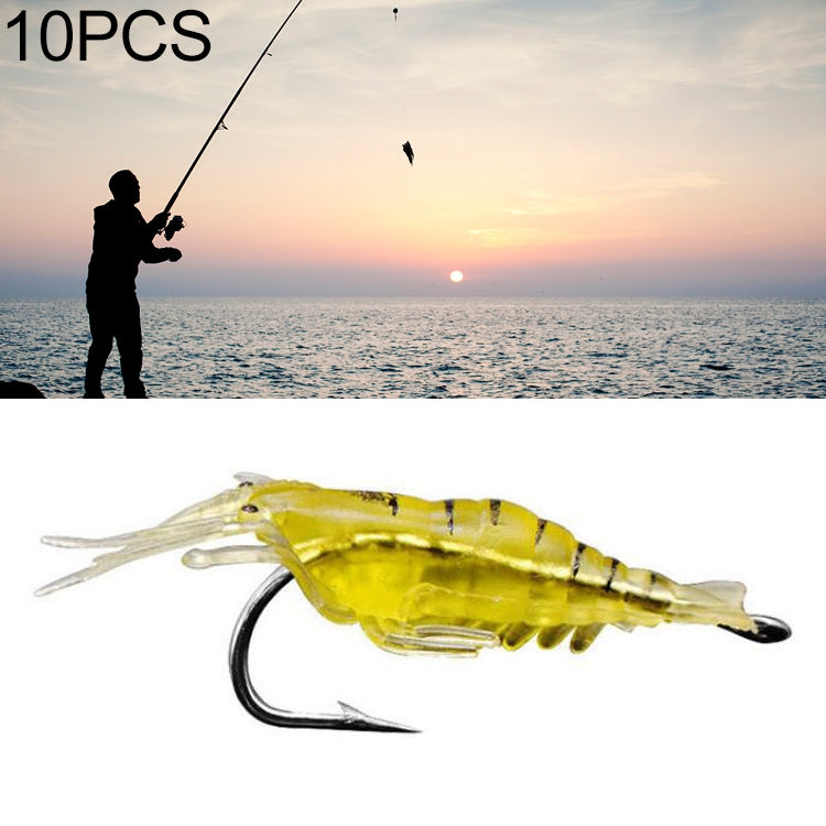 10 PCS 4cm Fishing Soft Artificial Shrimp Bait Lures Popper Poper Baits with Hook, Pink Shrimp with Hook, Green Shrimp with Hook, Transparent Shrimp with Hook, Artificial Shrimp with Hook, Luminous Shrimp with Hook