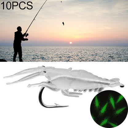 10 PCS 4cm Fishing Soft Artificial Shrimp Bait Lures Popper Poper Baits with Hook, Pink Shrimp with Hook, Green Shrimp with Hook, Transparent Shrimp with Hook, Artificial Shrimp with Hook, Luminous Shrimp with Hook