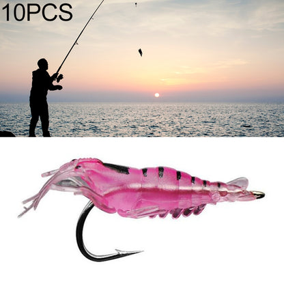 10 PCS 4cm Fishing Soft Artificial Shrimp Bait Lures Popper Poper Baits with Hook, Pink Shrimp with Hook, Green Shrimp with Hook, Transparent Shrimp with Hook, Artificial Shrimp with Hook, Luminous Shrimp with Hook