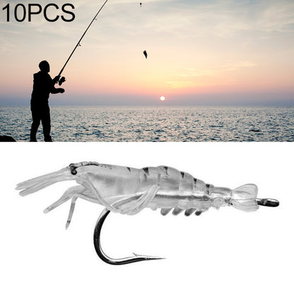 10 PCS 4cm Fishing Soft Artificial Shrimp Bait Lures Popper Poper Baits with Hook, Pink Shrimp with Hook, Green Shrimp with Hook, Transparent Shrimp with Hook, Artificial Shrimp with Hook, Luminous Shrimp with Hook