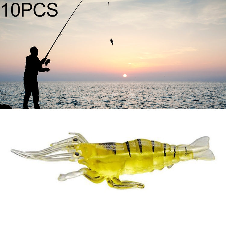 10 PCS 4cm Fishing Soft Bait Lures Popper Poper Baits, Artificial Shrimp, Luminous Shrimp, Pink Shrimp, Green Shrimp, Transparent Shrimp