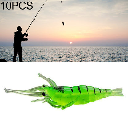 10 PCS 4cm Fishing Soft Bait Lures Popper Poper Baits, Artificial Shrimp, Luminous Shrimp, Pink Shrimp, Green Shrimp, Transparent Shrimp