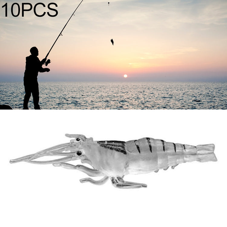 10 PCS 4cm Fishing Soft Bait Lures Popper Poper Baits, Artificial Shrimp, Luminous Shrimp, Pink Shrimp, Green Shrimp, Transparent Shrimp