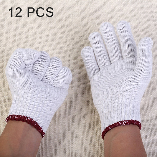 12 Pairs Labor Supplies Breathable Wear-Resistant Protection Cotton Yarn Gloves, 12 Pairs