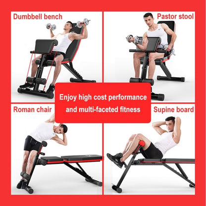 189-1 Standard Edition Household Folding Multifunctional Dumbbell Bench Sit-up Bench Weightlifting Bed with Pull Rope, Standard Edition