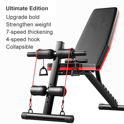 189-2 Ultimate Edition Household Folding Multifunctional Bold Main Frame Dumbbell Bench Sit-up Bench Weightlifting Bed with Pull Rope, Ultimate Edition