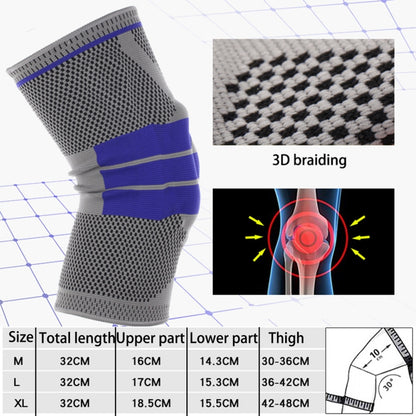Outdoor Fitness Mountaineering Knit Protection Silicone Anti - collision Spring Support Sports Knee Protector, Size: L, Size: L