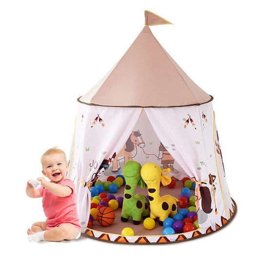Indian Castle Children Indoor Outdoor Tent Mongolian Yurt Toy House with Base Cloth, Indian Castle