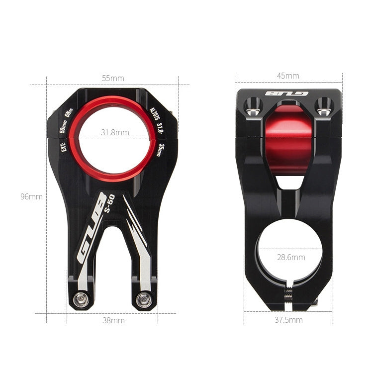 GUB S-50 31.8mm - 35mm Aluminum Alloy Bike Stem, S-50 Black