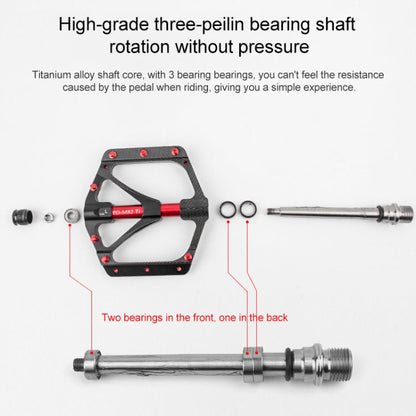 PROMEND PD-M82-TI 1 Pair Mountain Bicycle Titanium Alloy Shaft 3-Bearings Wide Pedals, PD-M82-TI