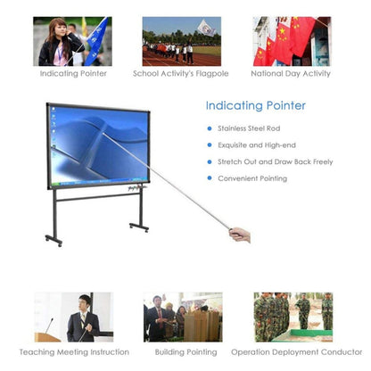 1.6M 10 Knots Telescopic Stainless Steel Sponge Golden Head Teaching Stick Guide Signal Flag, 1.6M 10 Knots