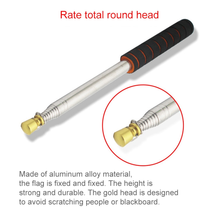 2.5M 11 Knots Multi-function Telescopic Stainless Steel Sponge Golden Head Teaching Stick Guide Flagpole Signal Flag, 2.5M 11 Knots