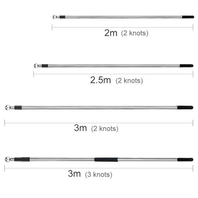 2.5M 2 Knots Multi-function Telescopic Stainless Steel Teaching Stick Guide Flagpole Signal Flag, 2.5M 2 Knots