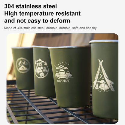 AOTU AT6657-2 4pcs Outdoor Camping Folding Stainless Steel Water Cup Set
