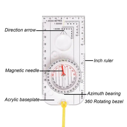 2pcs Nisa DC40-3A Outdoor Transparent Compass Map Scale, DC40-3A