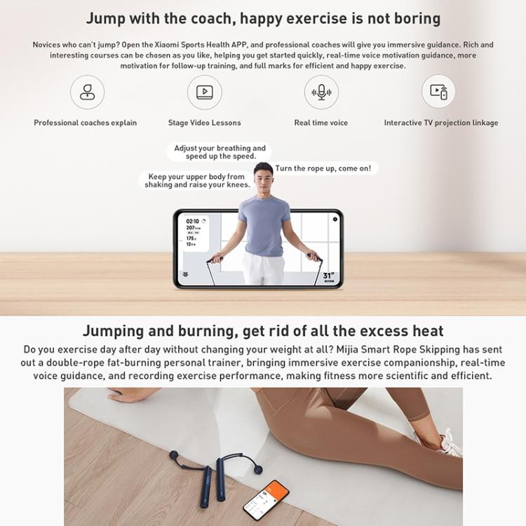 Original Xiaomi Mijia Smart Training Skipping Rope Dual Mode Supports Sports APP, XMSR-P803