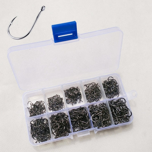 500 PCS Mixed Size Fish Barbed Hook Fishing Hooks with Hole, 3-12# with Hole