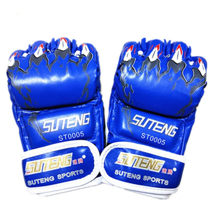 SUTENG Half Fingers PU Leather Adults Training Boxing Gloves, BZ02 Black, BZ02 Red, BZ02 Blue