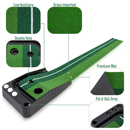 PGM Golf Mini Putting Mat Push Rod Trainer 2.5m, without Auto Ball Return Fairway, 2m, without Auto Ball Return Fairway