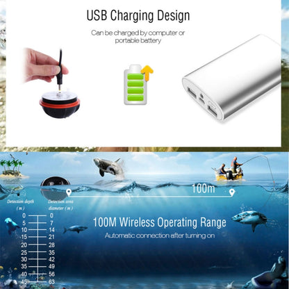 XJ-01 Wireless Fish Detector 125KHz Sonar Sensor 0.6-36m Depth Locator Fishes Finder with 2.4 inch LCD Screen & Antenna, Built-in Water Temperature Sensor, XJ-01