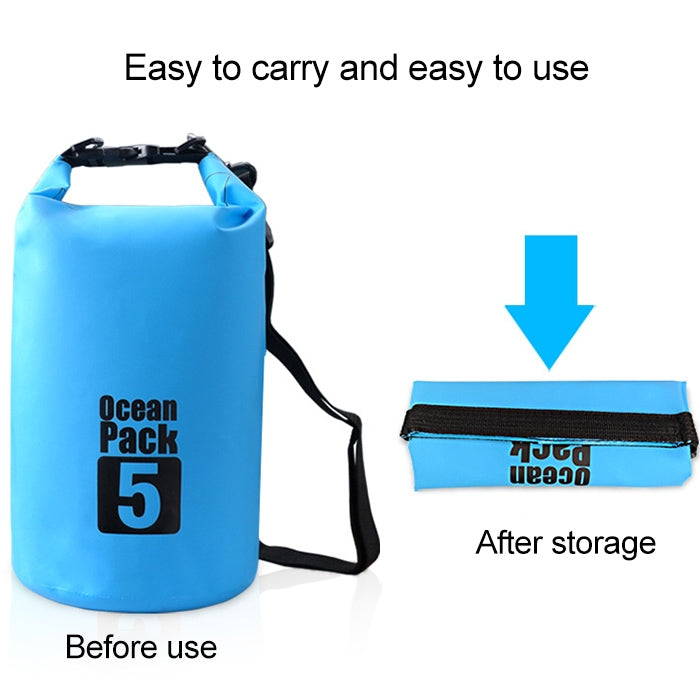 Outdoor Waterproof Single Shoulder Bag Dry Sack PVC Barrel Bag, Capacity: 5L, Capacity: 5L (Dark Blue), Capacity: 5L (Orange), Capacity: 5L (Pink), Capacity: 5L (Green), Capacity: 5L (Sky Blue), Capacity: 5L (Yellow), Capacity: 5L (Black)