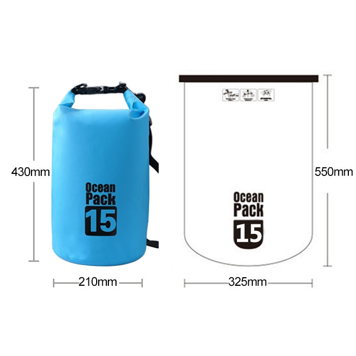 Outdoor Waterproof Single Shoulder Bag Dry Sack PVC Barrel Bag, Capacity: 15L, Capacity: 15L (Green), Capacity: 15L (Sky Blue), Capacity: 15L (Yellow), Capacity: 15L (Black), Capacity: 15L (Dark Blue), Capacity: 15L (Orange), Capacity: 15L (Pink)