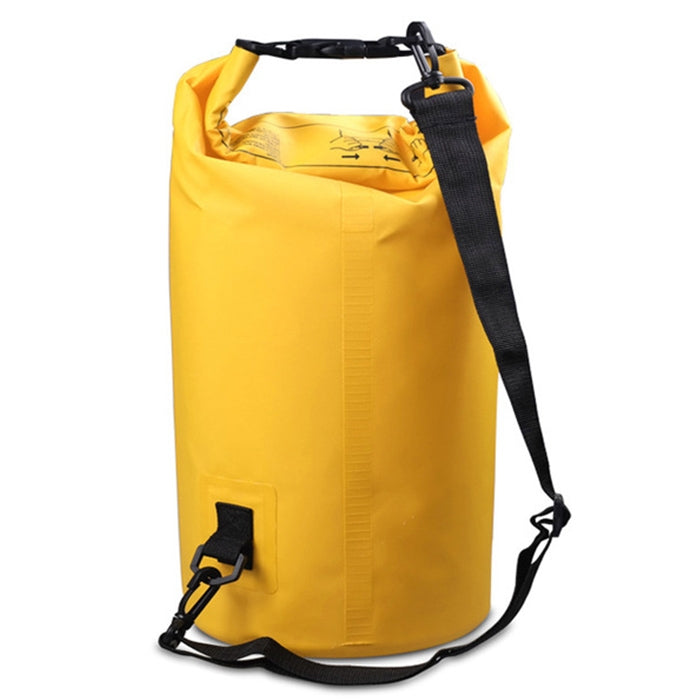 Outdoor Waterproof Single Shoulder Bag Dry Sack PVC Barrel Bag, Capacity: 15L, Capacity: 15L (Yellow), Capacity: 15L (Black), Capacity: 15L (Dark Blue), Capacity: 15L (Orange), Capacity: 15L (Pink), Capacity: 15L (Green), Capacity: 15L (Sky Blue)
