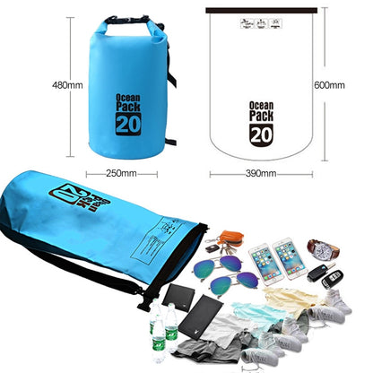 Outdoor Waterproof Double Shoulder Bag Dry Sack PVC Barrel Bag, Capacity: 20L, Capacity: 20L (Pink), Capacity: 20L (Green), Capacity: 20L (Sky Blue), Capacity: 20L (Yellow), Capacity: 20L (Black), Capacity: 20L (Dark Blue), Capacity: 20L (Orange)