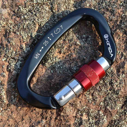 XINDA XD-Q9628 Professional Climbing D-shaped Master Lock Carabiner Safety Buckle Outdoor Climbing Equipment Supplies, XD-Q9628 (Black), XD-Q9628 (Orange), XD-Q9628 (Blue)