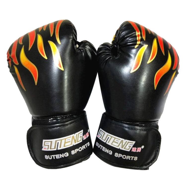 SUTENG Flame Pattern PU Leather Fitness Boxing Gloves for Adults, Flame Red, Flame White, Flame Blue, Flame Black