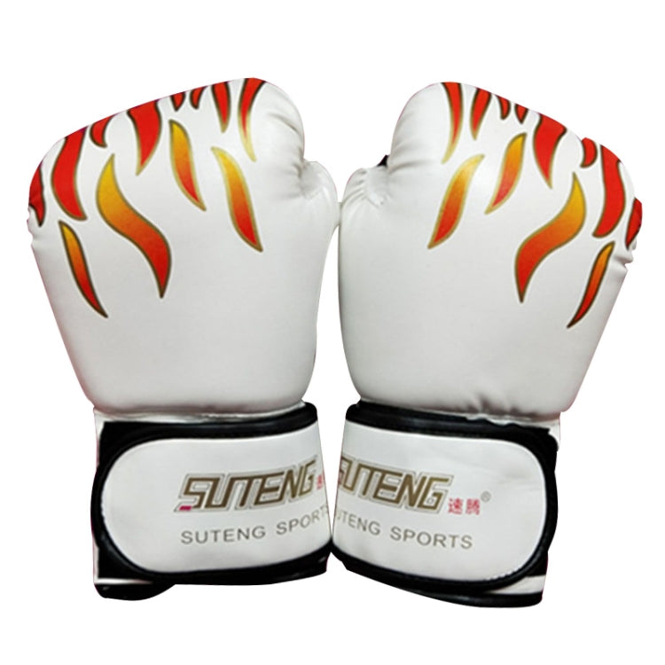 SUTENG Flame Pattern PU Leather Fitness Boxing Gloves for Adults, Flame Red, Flame White, Flame Blue, Flame Black