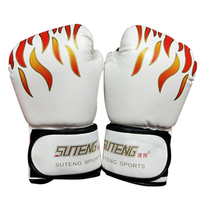 SUTENG Flame Pattern PU Leather Fitness Boxing Gloves for Adults, Flame Red, Flame White, Flame Blue, Flame Black