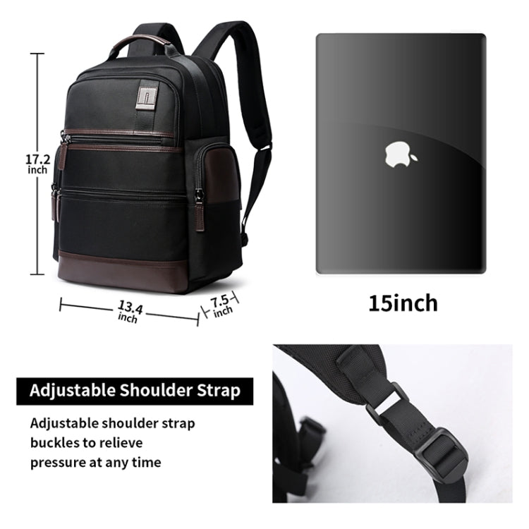 Bopai 751-007291 Business Anti-theft Waterproof Large Capacity Double Shoulder Bag,with USB Charging Port, Size: 34x19x43.5cm, 751-007291